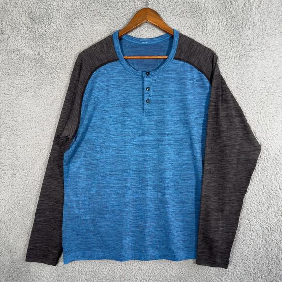 Lululemon Metal Vent Tech Henley Shirt Mens 2XL Blue Black - Picture 1 of 8